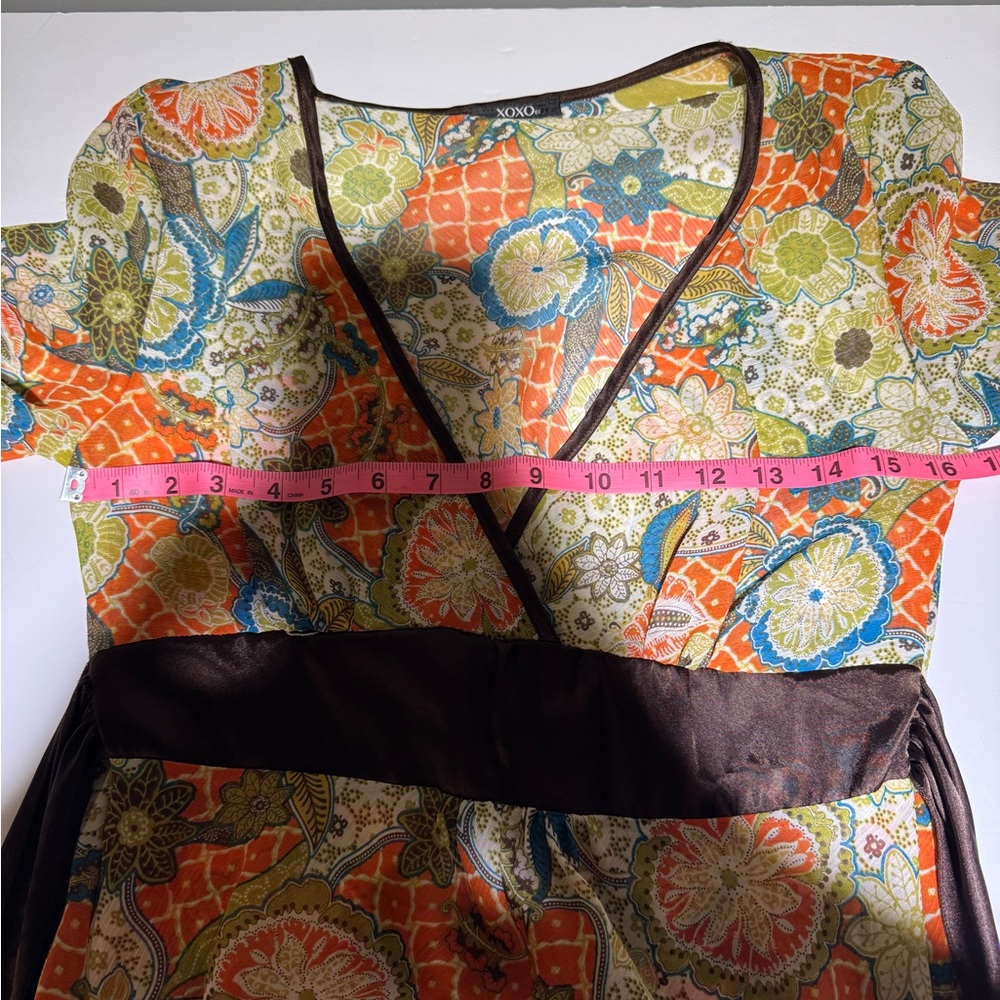 Vintage Y2K XOXO Sheer Boho Peasant Hippie Dainty Tie Waist Blouse Size Medium - Picture 7 of 12